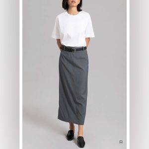 BNWT The Frankie Shop Eli Pencil Midi Skirt Charcoal Gray slim fit blazer M
